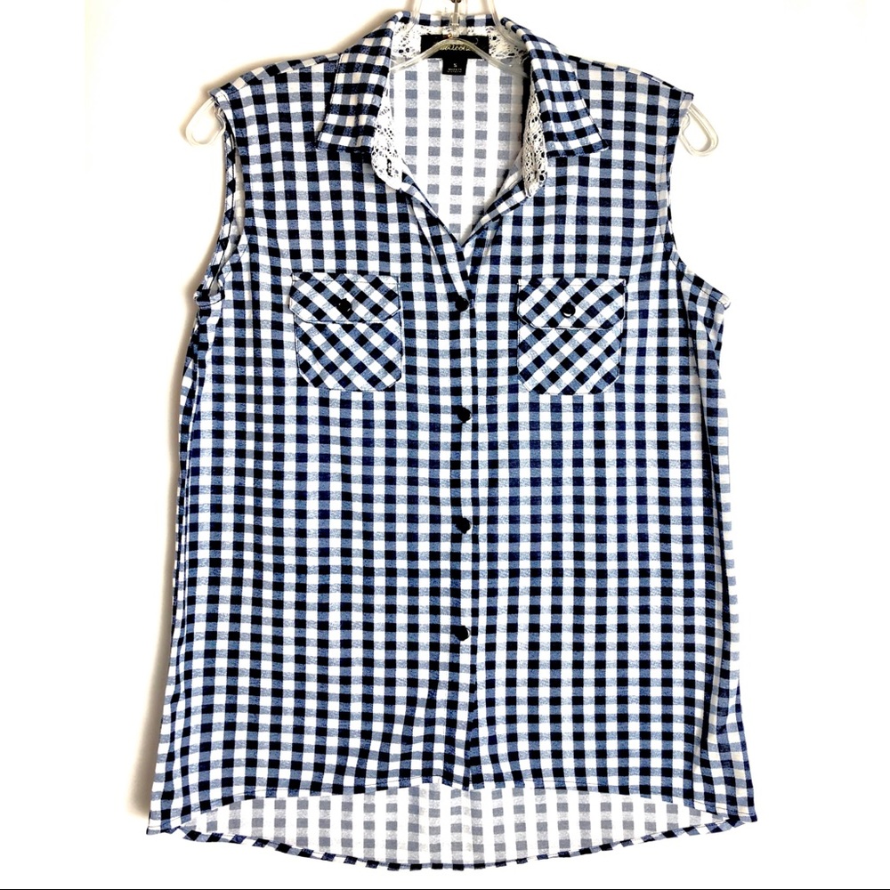 Women’s G Collection plaid sleeveless Shirt Sz S